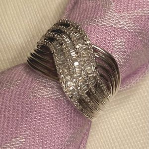 Sterling Silver and Diamond Swirl Ring